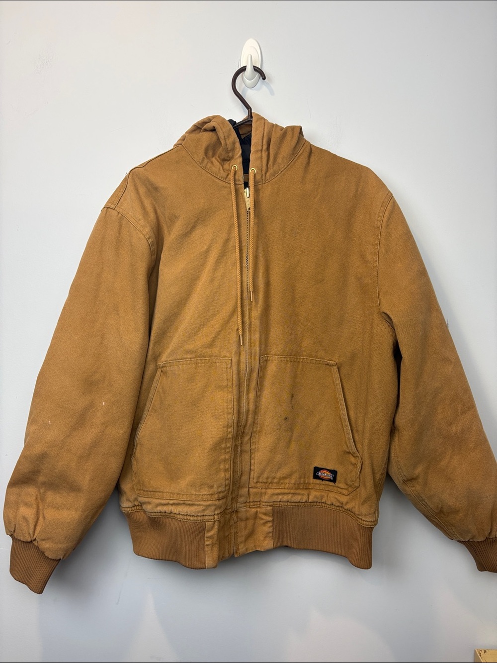 Dickies Brown Duck Canvas Quilted Hooded Work Jacket Large